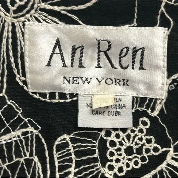 An Ren New York Women’s Linen Blazer Jacket Embroidered  Button Size Small - Picture 9 of 12